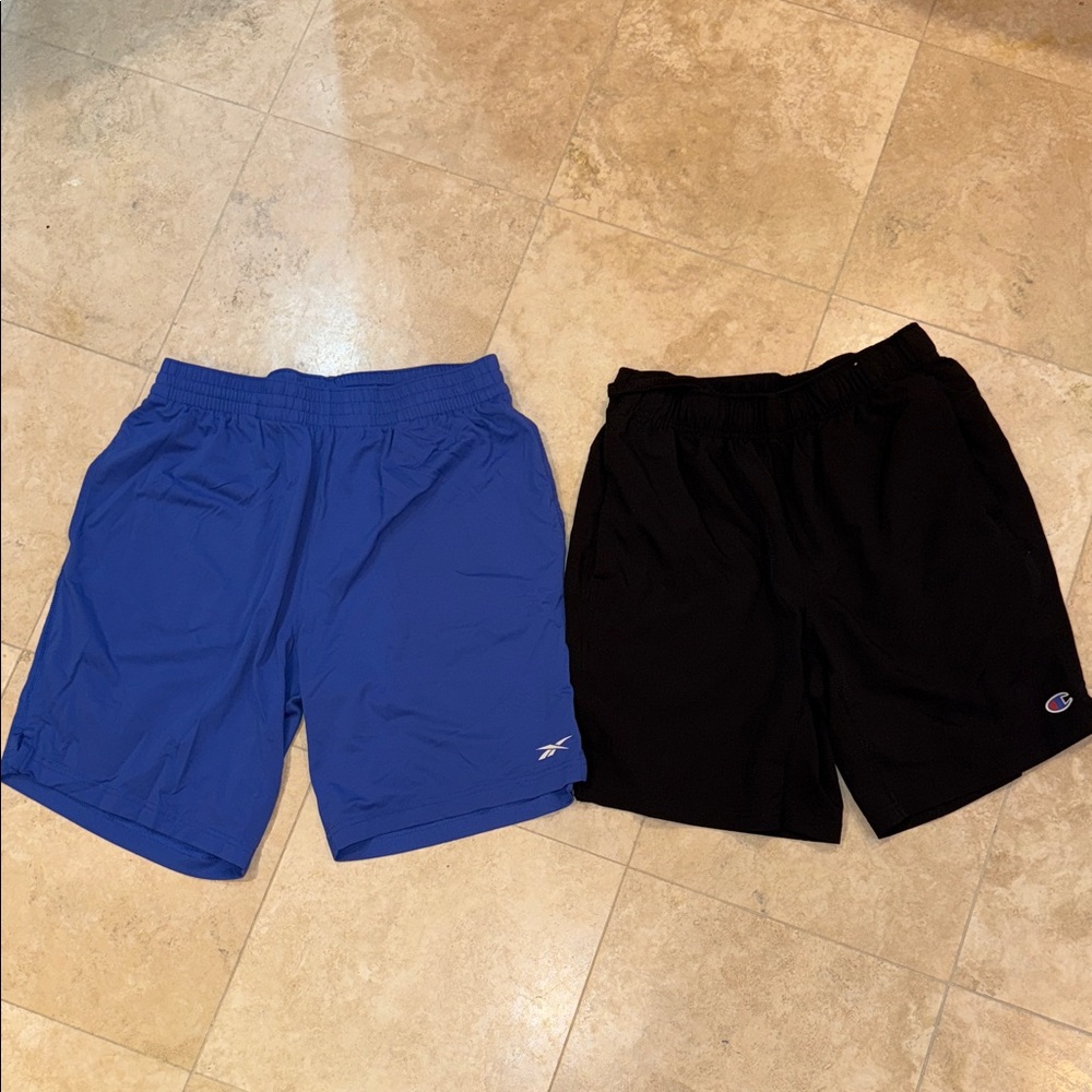 Royal Blue and Black Reebok & Champion Athletic Shorts Set Men’s S 7in inseam